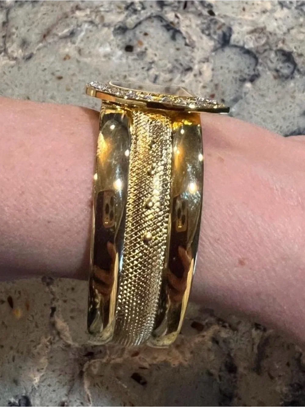 Vintage Y2K Gold-Tone Crystal Accent Women’s Watch